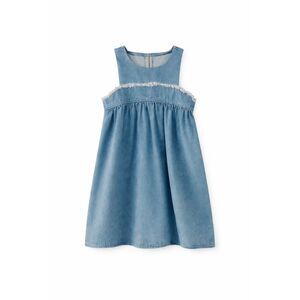Sugar Lips Denim Babydoll Dress Chambray Blue Cottagecore Ruffle M